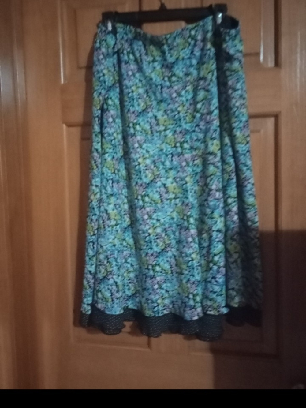 Floral A-Line Women’s Skirt in Teal and Green